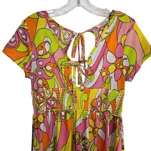Jolly and Joy Large Orange Women's Short Sleeve Sun Dress Miss Size 12 14 L